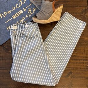 Jessica Simpson Spotlight Striped High Rise Jeans Blue White 28